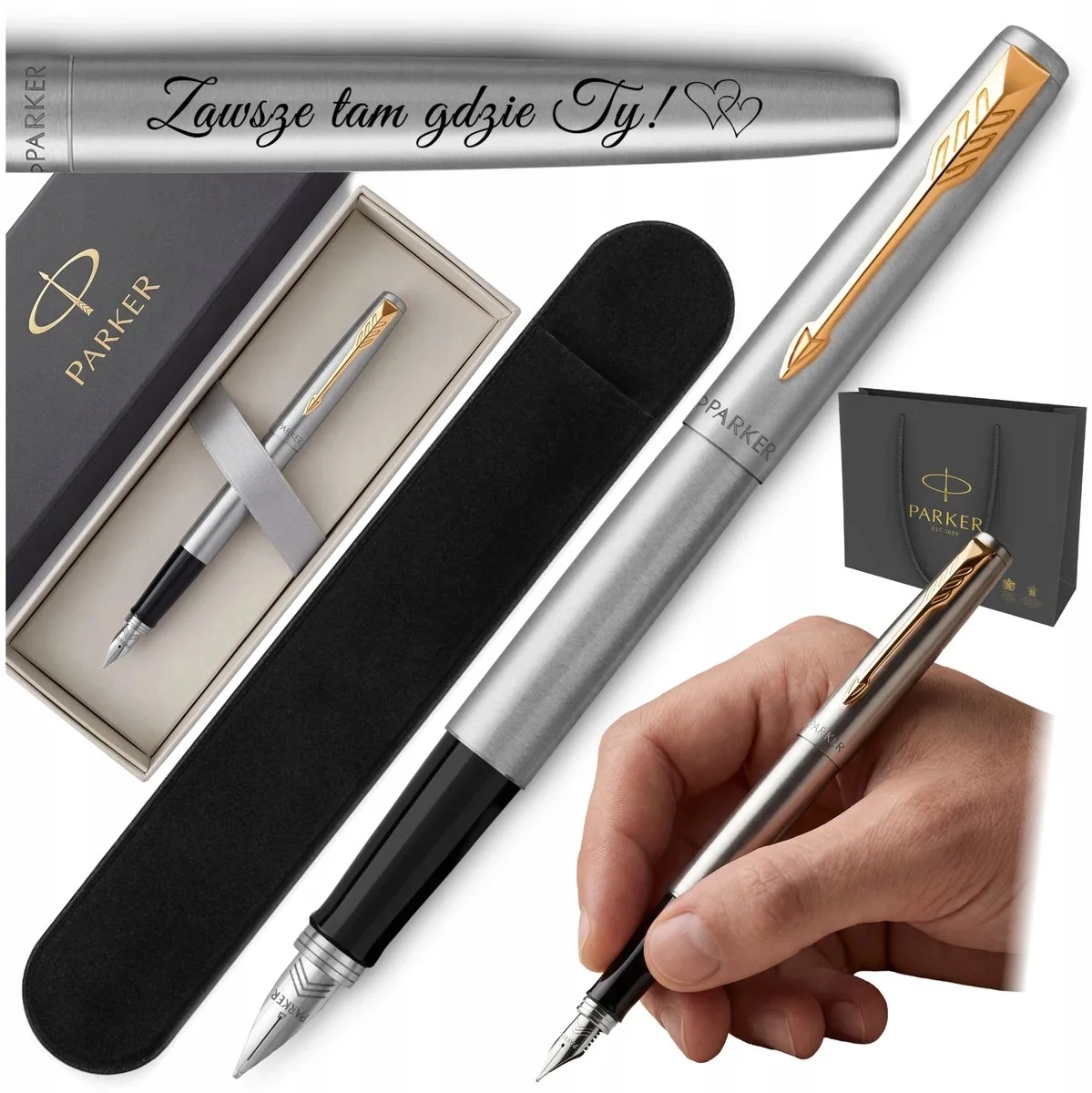 Jotter Vulpen Set met Gravure - Luxe Cadeau de Parker en Argent – photo produit