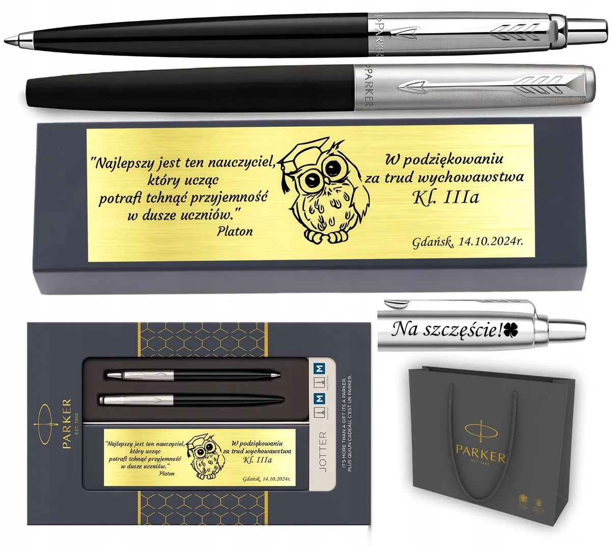 Jotter Zwart Geschenkset: Vulpen & Balpen met Gravering van Parker – productfoto