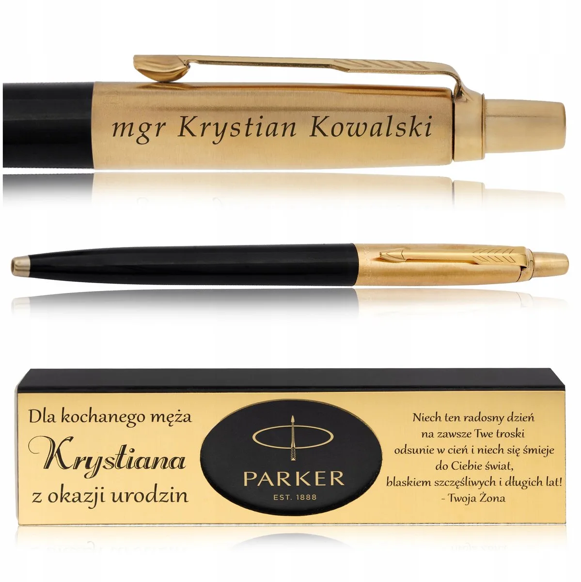 Jotter Zwart Gouden Pen 24 Karaat met Gravure in Luxe Doos van Parker in Goud – productfoto