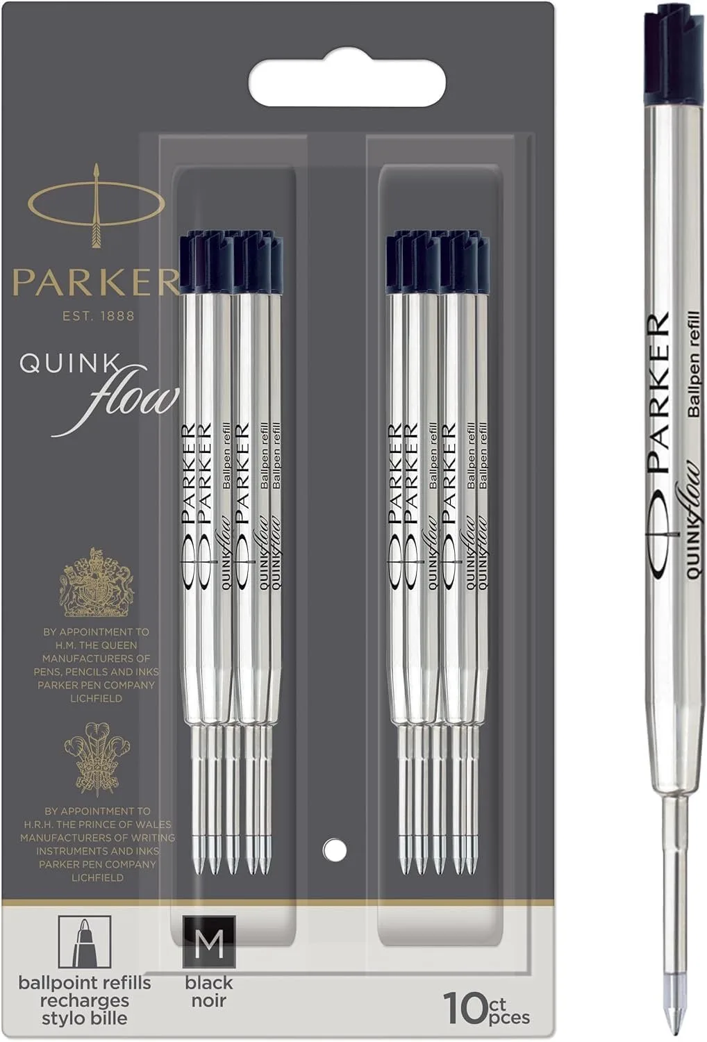 Pen Refills Medium Quinkflow Inkt - 10 Stuks fra Parker i Sort – produktbillede