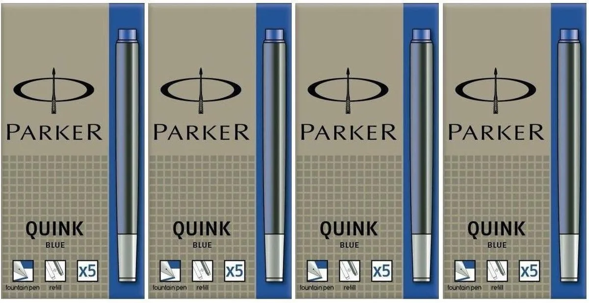S0116240 inktpatronen - Penvulling - Blauw - 4 x 5 stuks de Parker en Blauwe – photo produit