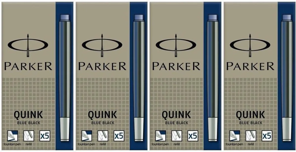 S0116250 inktpatronen - Penvulling - 4 x 5 stuks van Parker in Blauw, Zwart – productfoto