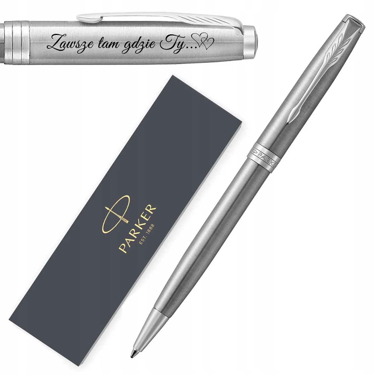 Sonnet Pen met Gravure - Luxe Geschenk voor Hem of Haar de Parker en Grijs en zilver tinten – photo produit
