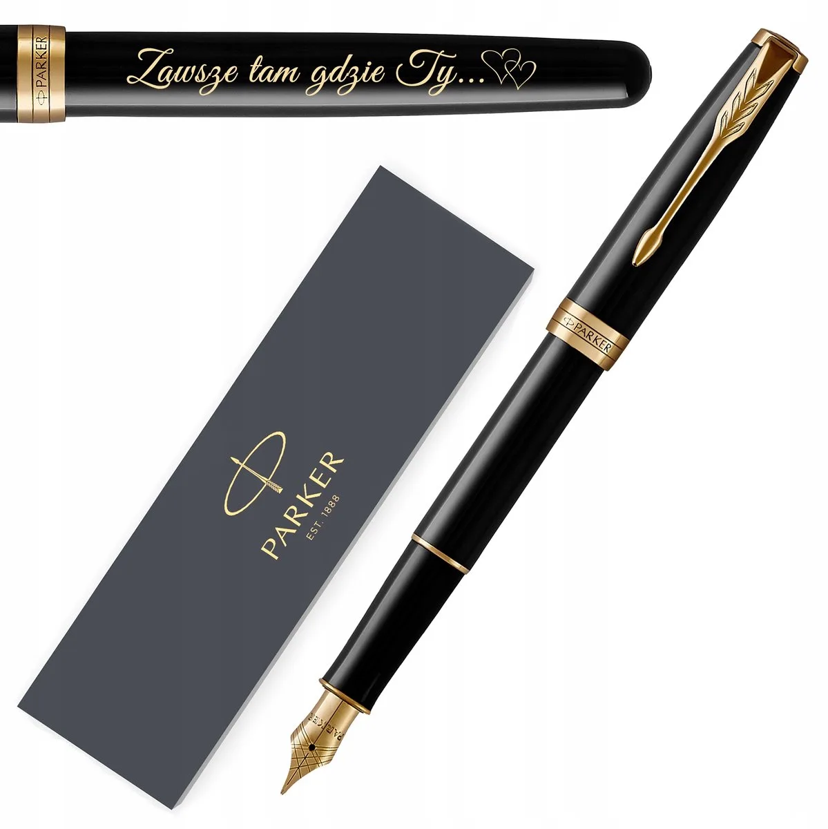 Sonnet Vulpen Zwart GT met Gravure - Persoonlijk Cadeau fra Parker i Sort – produktbillede