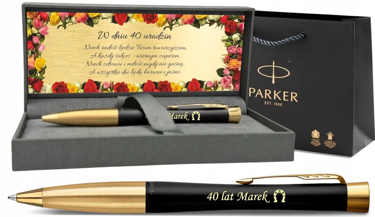 Urban gegraveerde balpen - luxe verjaardagscadeau fra Parker i Sort – produktbillede