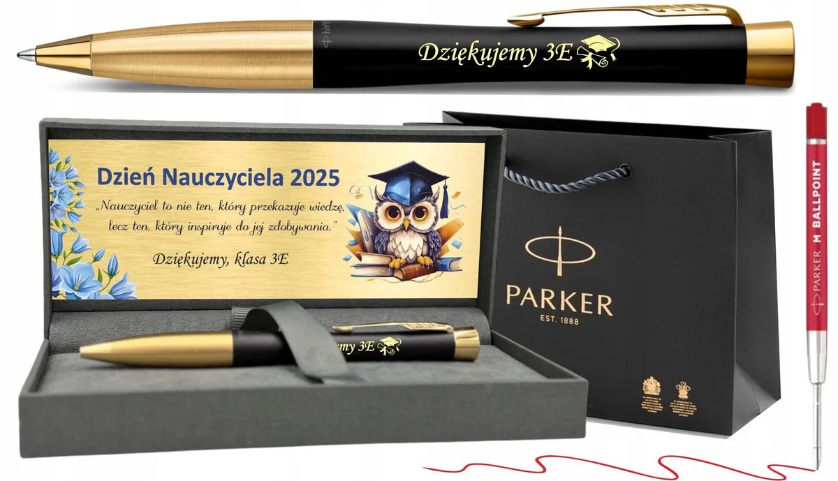 Urban GT Gegraveerd Goud & Zwart - Cadeau met Rode Vulling van Parker in Zwart en goud – productfoto