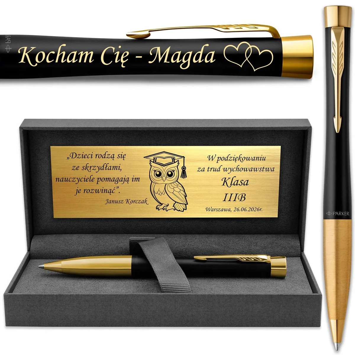 Urban GT Verguld Gravure Pen - Cadeau voor Mannen van Parker in Zwart – productfoto