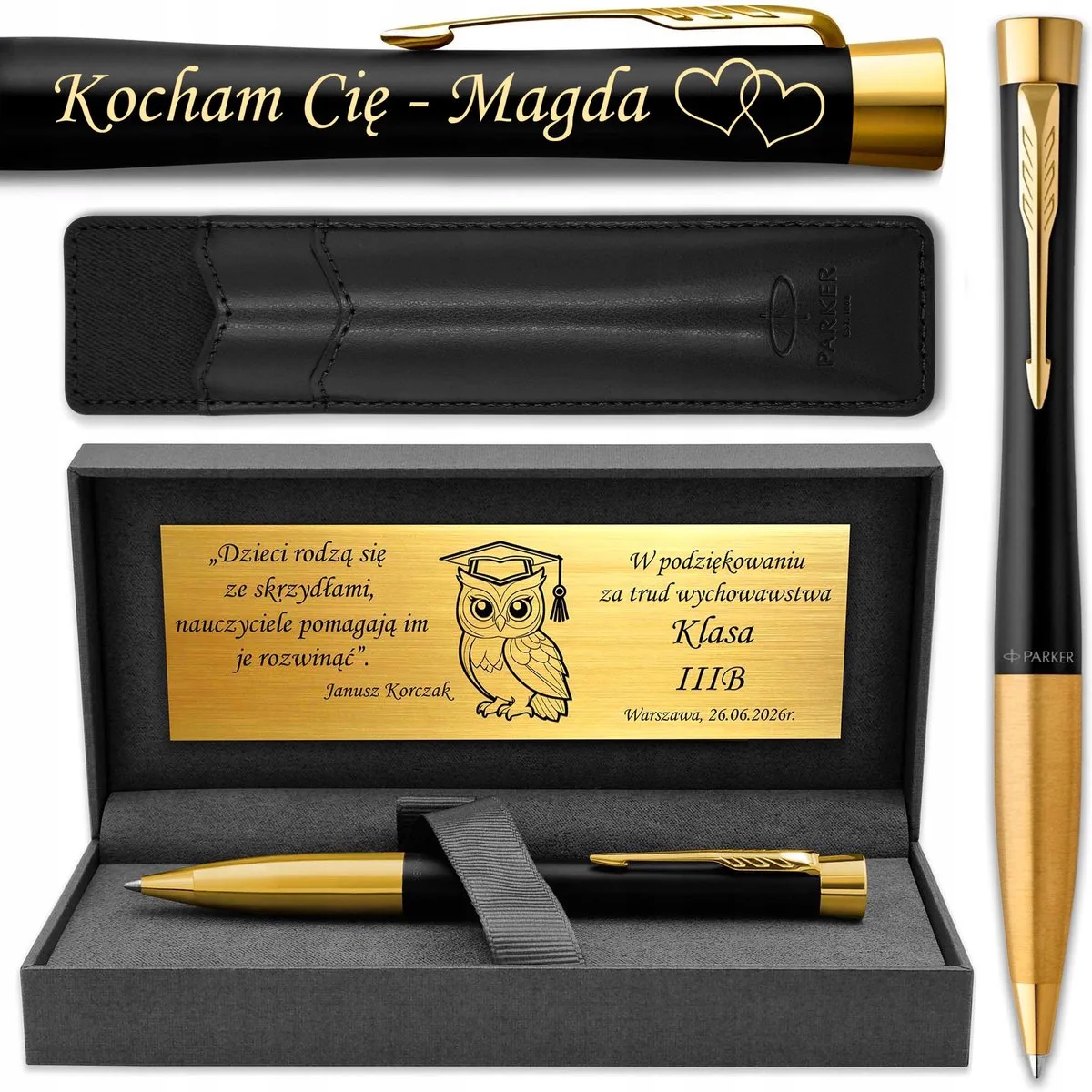 Urban GT Verguld-pen met gravure en luxe etui - perfect cadeau van Parker in Zwart – productfoto