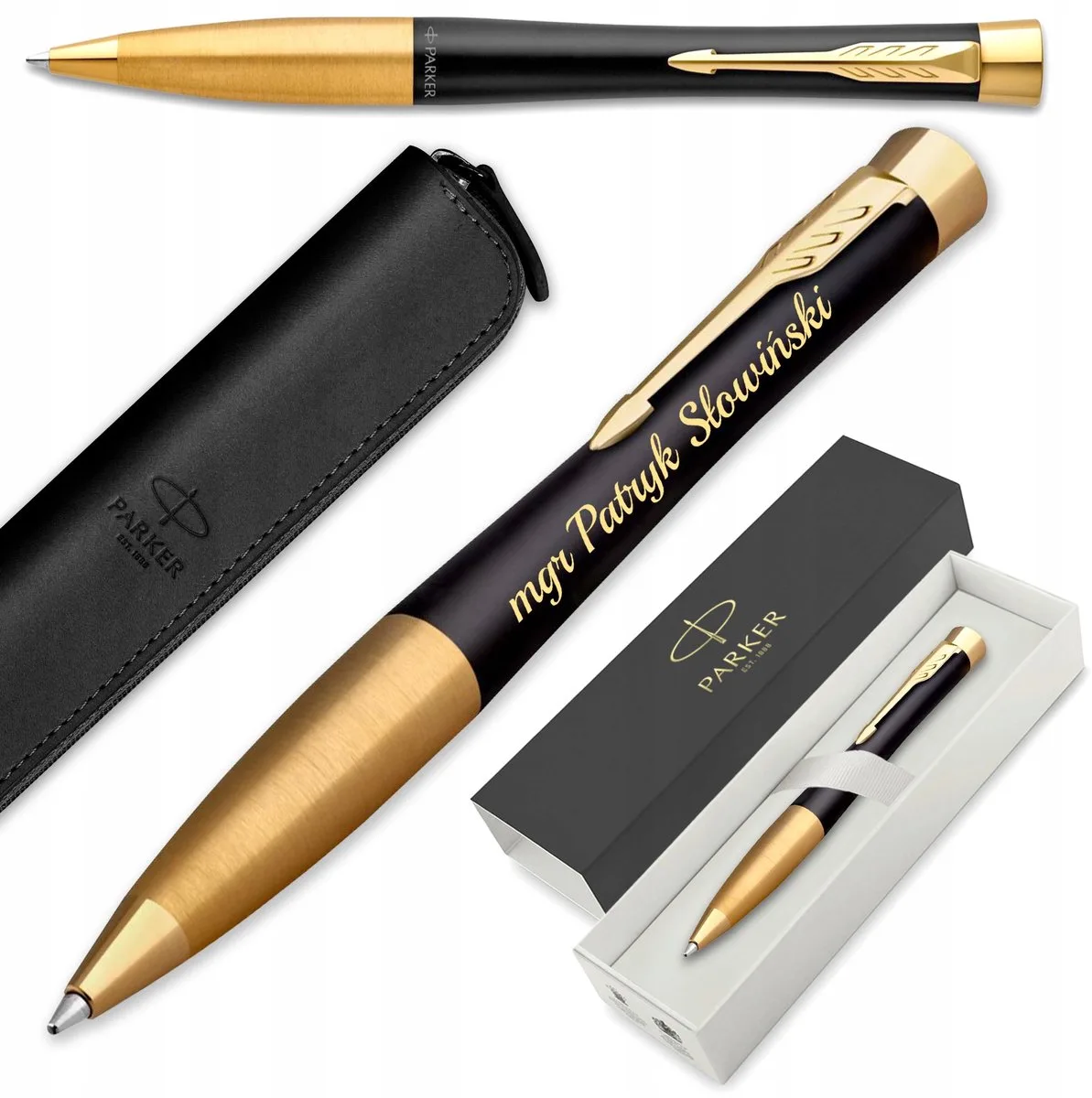 Urban GT Verguld Pen met Gravure & Etui - Perfect Cadeau von Parker in Schwarz – Produktfoto