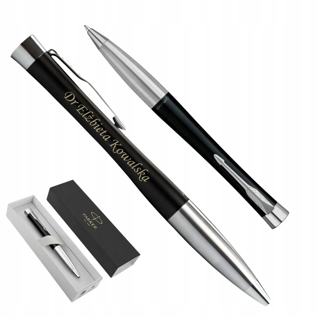 Urban Zwarte Pen met Gepersonaliseerde Gravure - Ideaal cadeau de Parker – photo produit