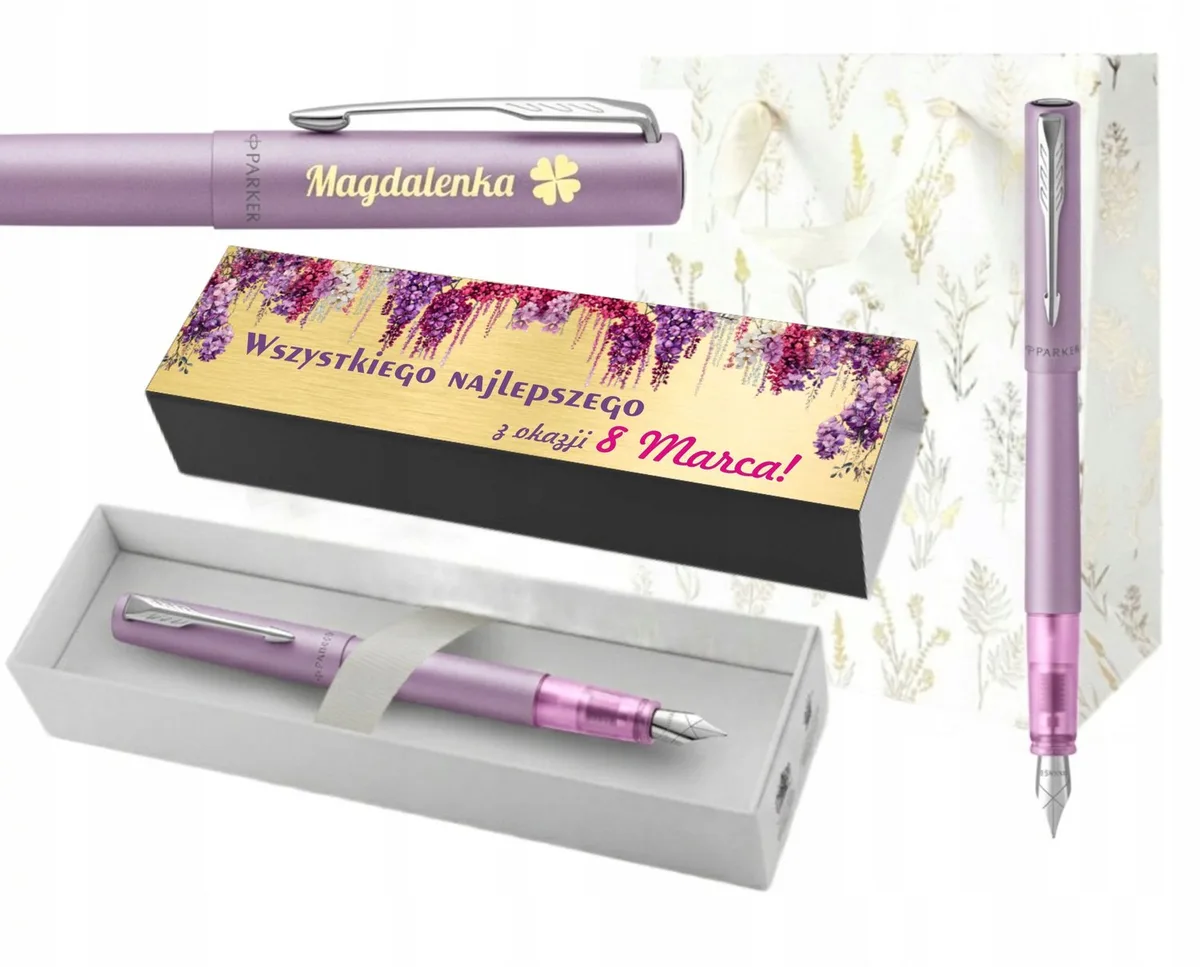 Vector LILAC pen met gravure & naamplaatje - Cadeau Vrouwendag de Parker – photo produit