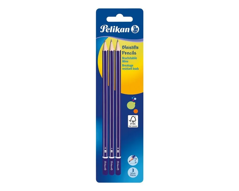 Bleistift, (3-tlg), 2B / B / HB by Pelikan in Blue – product photo