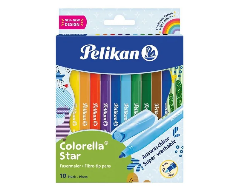 Filzstift Colorella Star C 302/10, (10-tlg), Strichstärke 0,6 mm van Pelikan in Meerkleurig – productfoto
