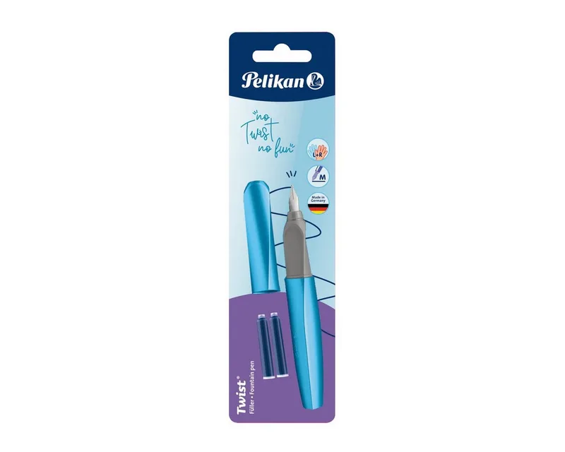 Füller Pelikan Füller Twist LH & RH frosted blue Blister van Pelikan – productfoto