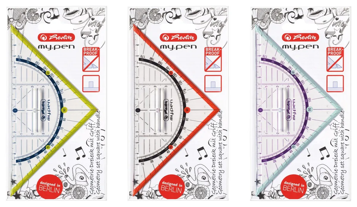 Geometrie-Dreieck my.pen, farbsortiert 16,0 cm von Pelikan – Produktfoto