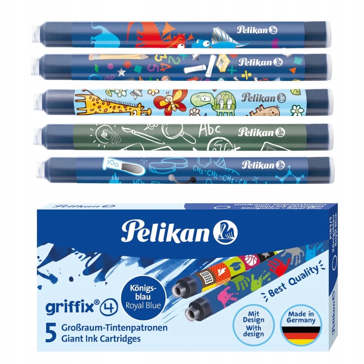 Griffix Lange Inktpatronen Blauw - 5 Stuks van Pelikan – productfoto