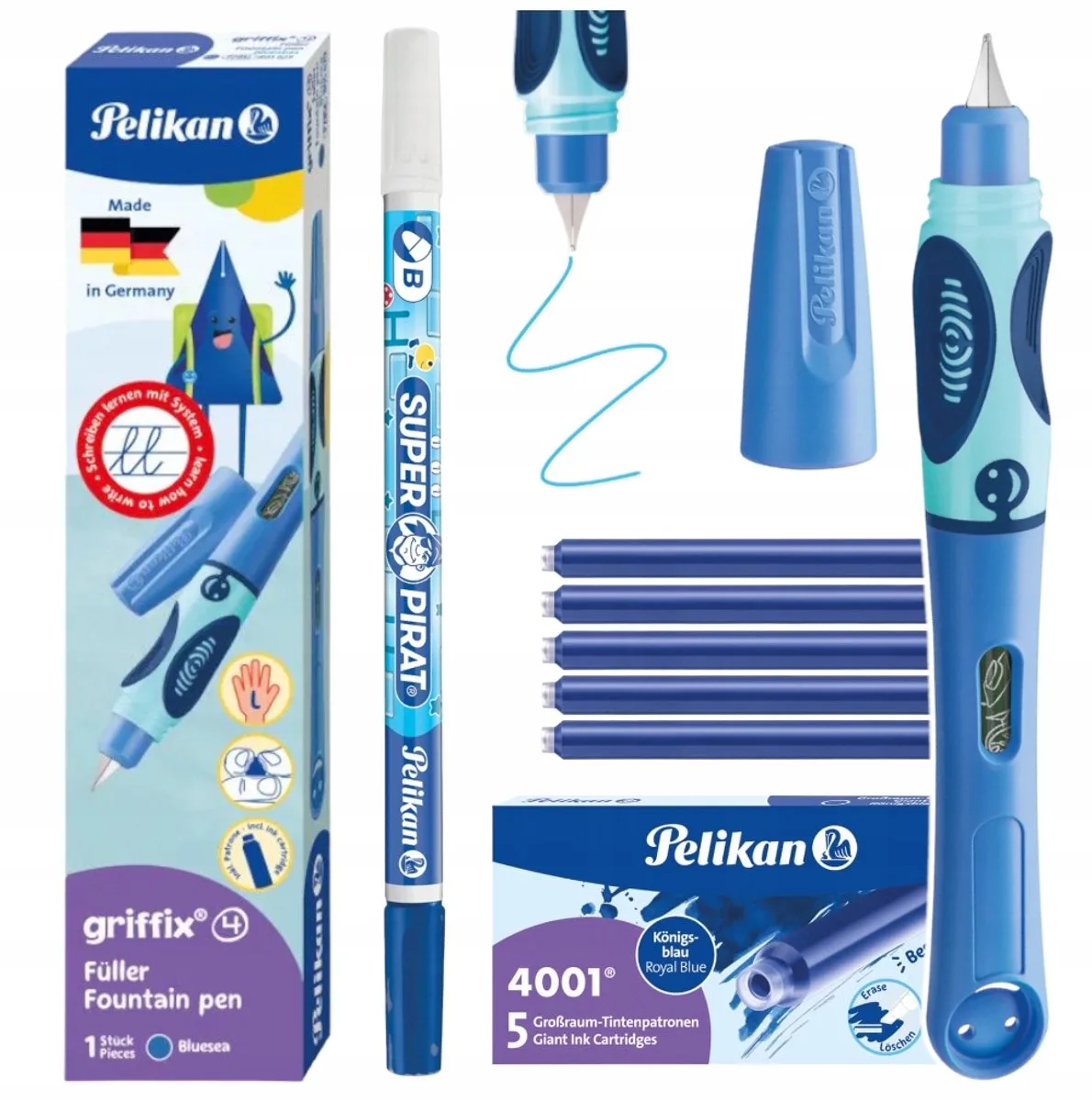 Griffix Linkshandig Schrijfpakket: Pen, Inkt & Gum by Pelikan – product photo
