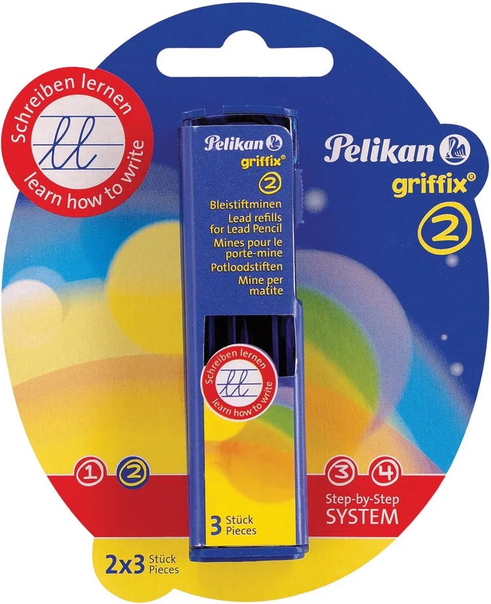 Griffix potloodstiften, 2 mm, HB, blister van 2 doosjes van 3 stuks 8 stuks van Pelikan in 2 mm – productfoto
