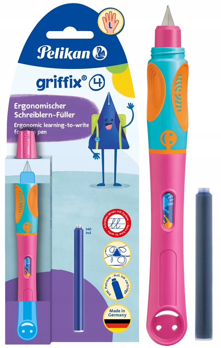 Griffix Vulpen Linkshandigen - Leer Schrijven - Lovely Pink från Pelikan i Assorted colours – produktbild
