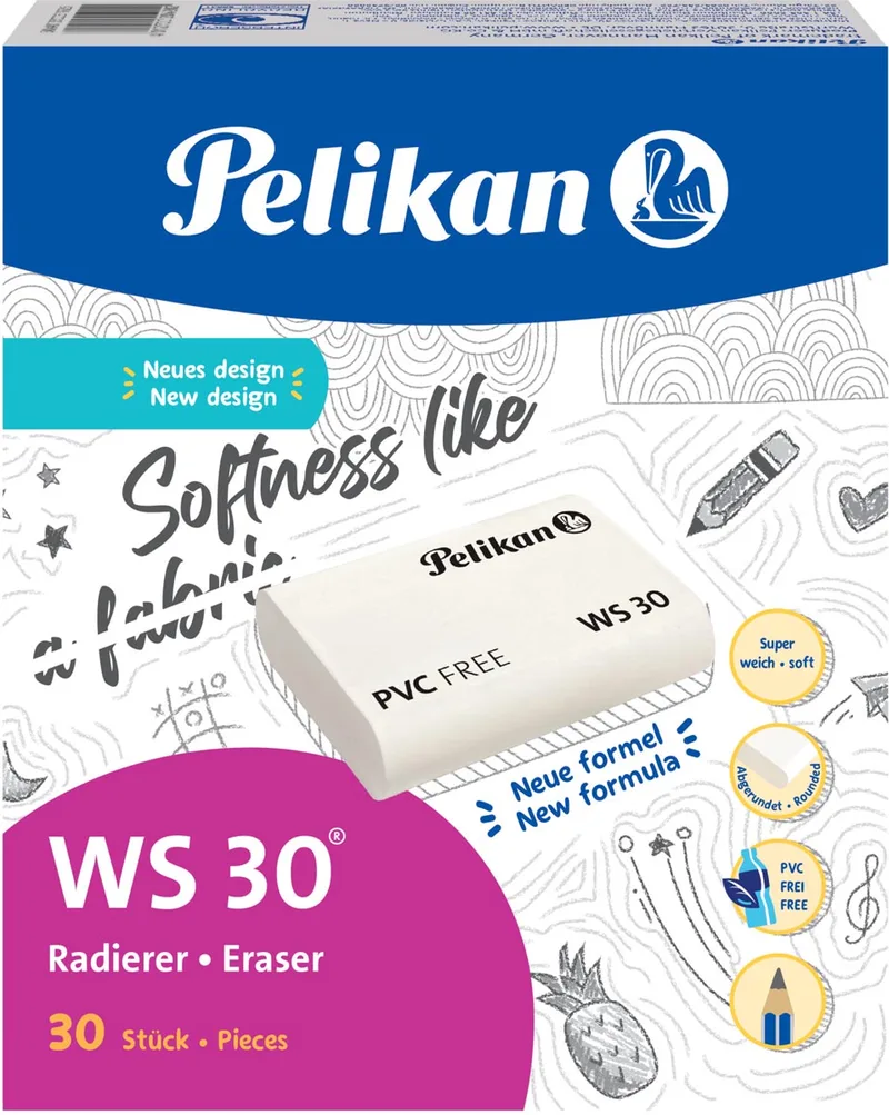 gum WS30, large, wit, doos van 30 stuks by Pelikan – product photo