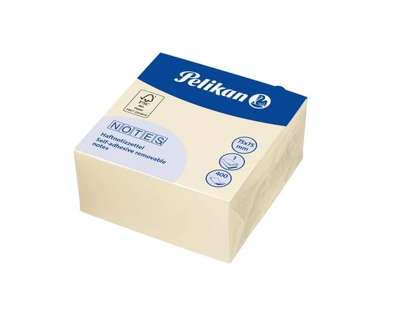 Haftnotiz-Würfel gelb 75 × 75 mm 400 Blatt, N129 FSC Mix von Pelikan – Produktfoto
