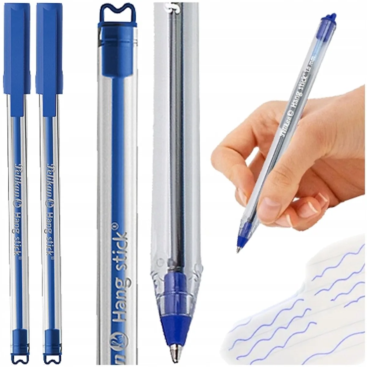 Hang Stick Blauwe Pen 1.0mm - Set van 2 fra Pelikan i Blå – produktbillede