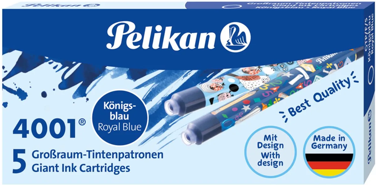 inktpatronen grote capaciteit GTP/F/5-2/B, koningsblauw från Pelikan i Vit – produktbild