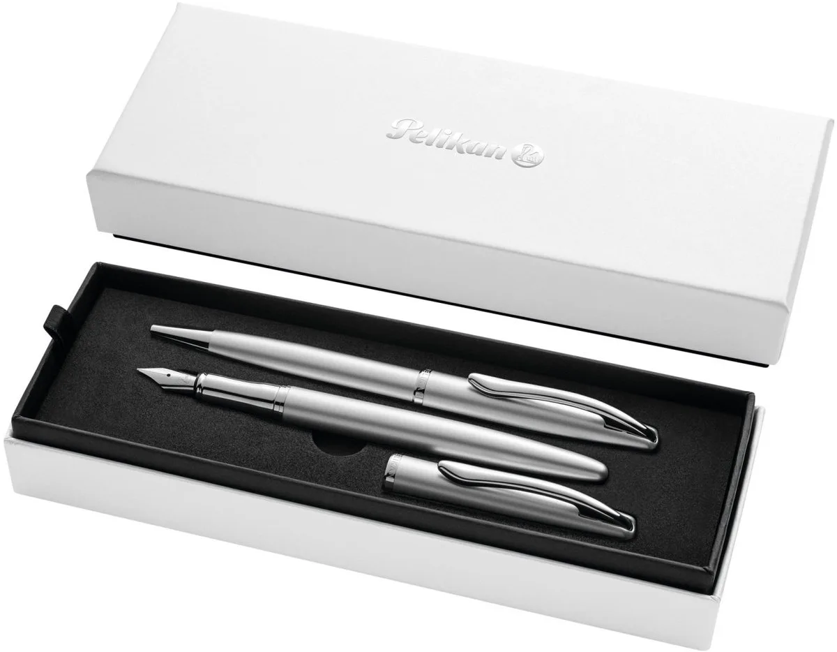 Jazz Noble Elegance schrijfset - vulpen M + balpen - metaal från Pelikan i Silver – produktbild