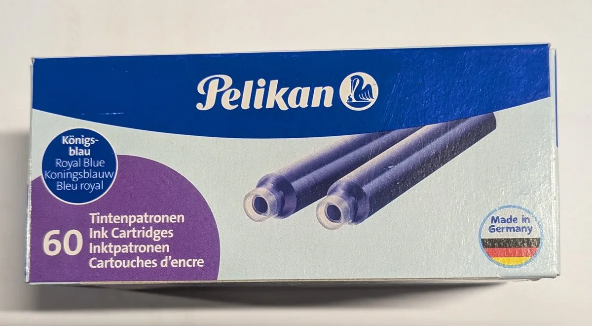 korte Inktpatronen voor vulpen - 60 stuks de Pelikan en Koningsblauw – photo produit