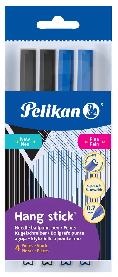 Kugelschreiber Hang Stick, 0,7 mm, 4er Polybag von Pelikan – Produktfoto