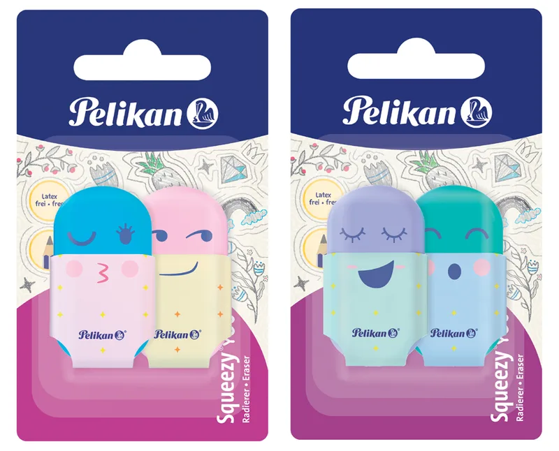 Kunststoff-Radierer Squeezy You, Blisterkarte van Pelikan – productfoto