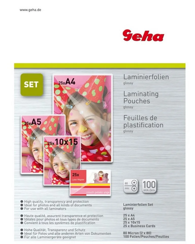 Laminiergerät Set 100x Laminierfolien DIN A4 A5 10x15cm, 2x 80 micron Laminierfolie Laminiertaschen Fotos Visitenkarten by Pelikan – product photo