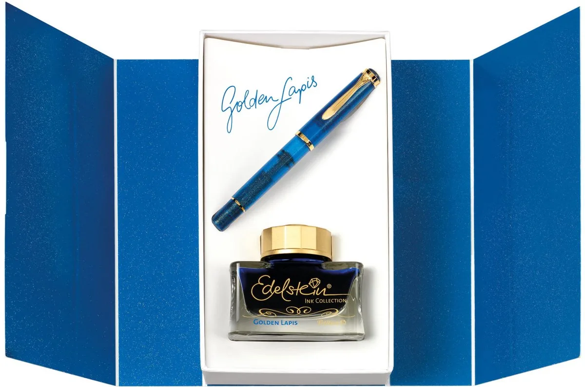 M200 Vulpen F met Edelstein Inkt - Luxe Schrijven by Pelikan in Golden Lapis – product photo