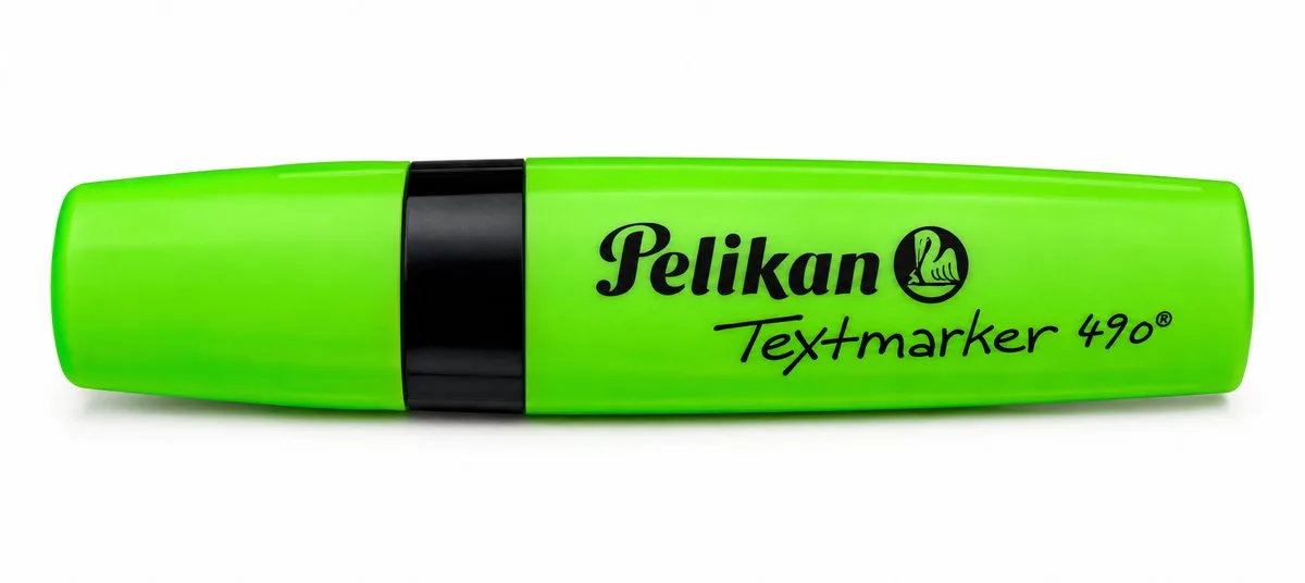 Pelikan 490 Markeerstift - Set van 4 Stuks - Fluorescerende Highlighter Textmarker met Wigvormige Punt - Snel Drogend voor School Kantoor en Studie de Pelikan en Vert – photo produit