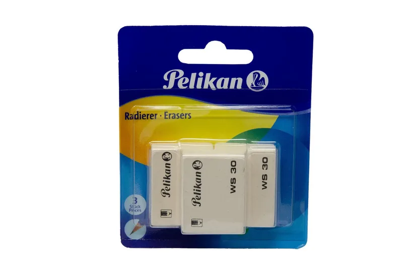Radiergummi Radierer WS 30 3 Stück weich und papierschonend Weich und papierschonend van Pelikan in Wit – productfoto
