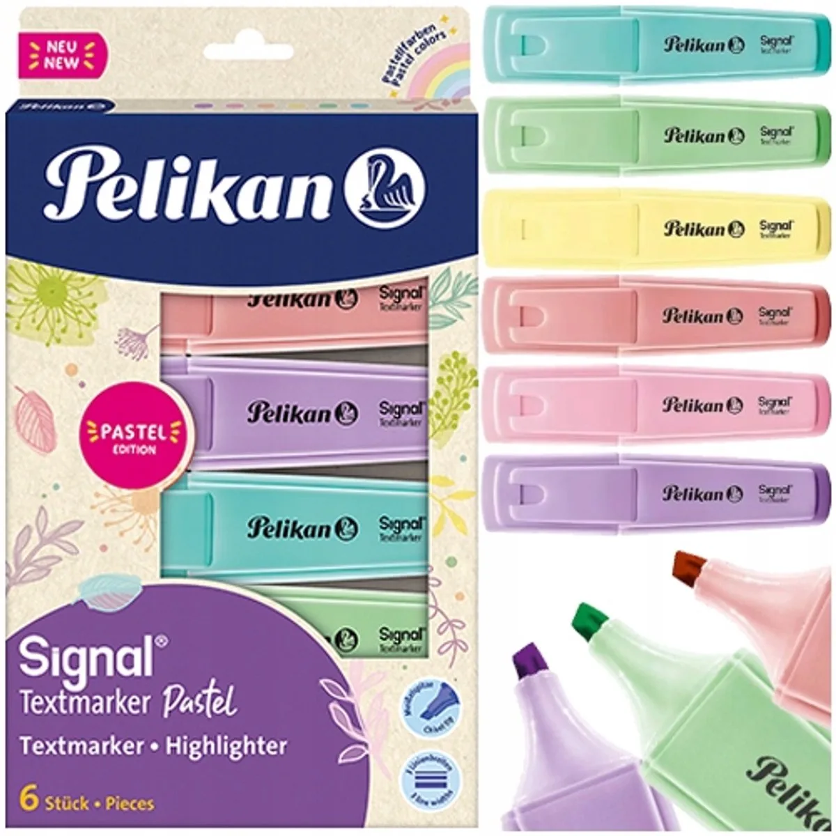 Signal Pastel Markers - 6 Kleuren van Pelikan in Meerkleurig – productfoto