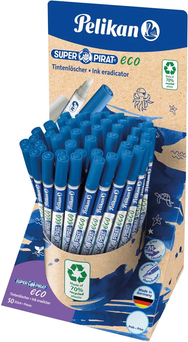 Super Pirat Eco inktuitwisser, display van 50 stuks von Pelikan in Mehrfarbig – Produktfoto