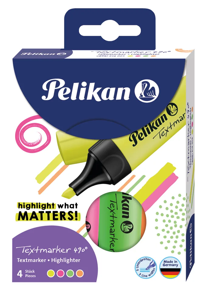 Textmarker 490, 6er Etui, farbig sortiert van Pelikan – productfoto