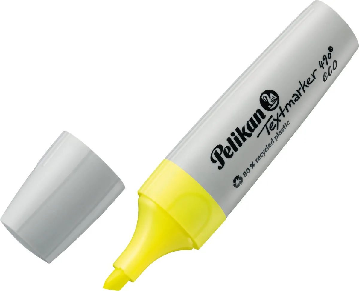 Textmarker 490 - Eco markeerstift - 10 stuks fra Pelikan i Gul – produktbillede