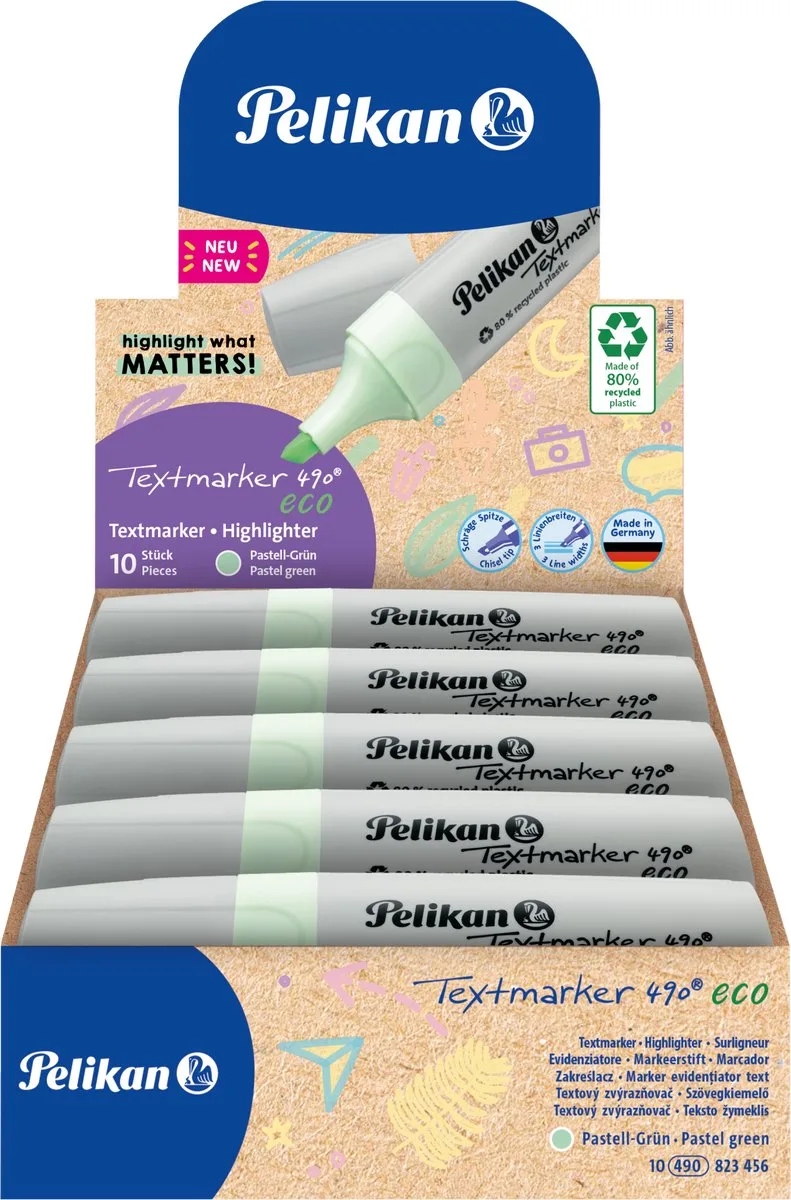 Textmarker 490 - Eco markeerstift - 10 stuks by Pelikan in Pastel groen – product photo