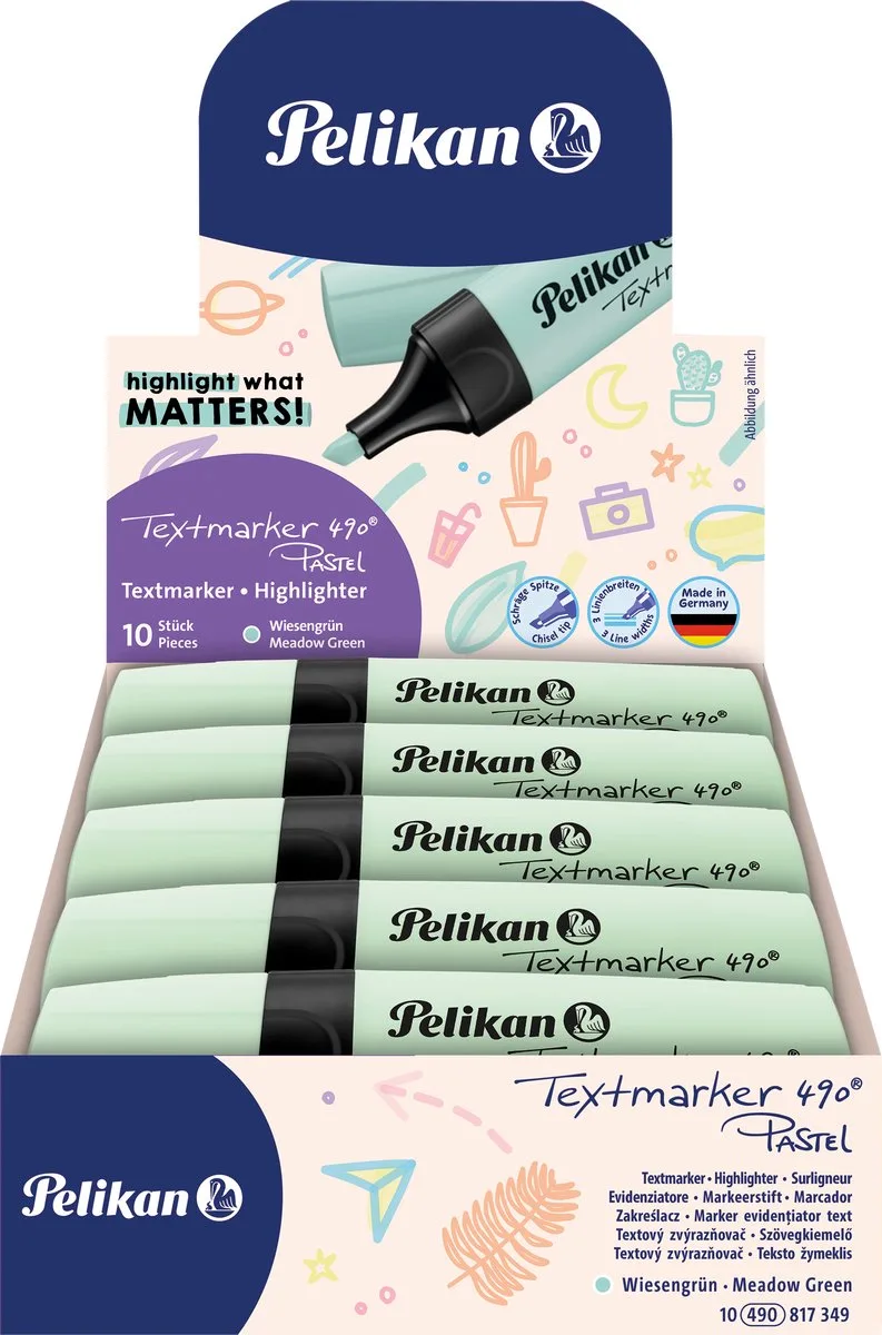 Textmarker 490 - Markeerstift - 10 stuks fra Pelikan i Pastel groen – produktbillede