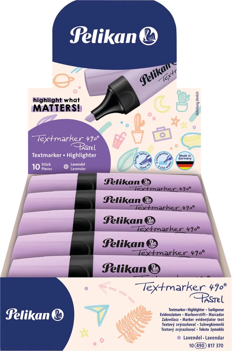 Textmarker 490 - Markeerstift - 10 stuks van Pelikan in Pastel paars – productfoto