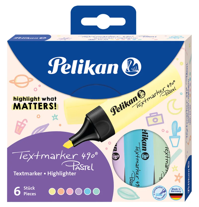 Textmarker 490 Pastel, 6er Etui, farbig sortiert by Pelikan – product photo