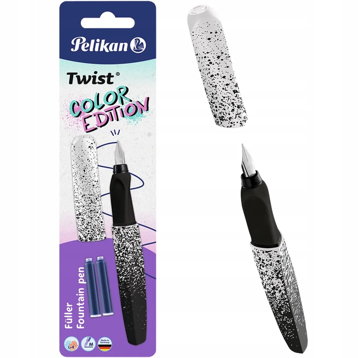 Twist Vulpen Kleur Edition M Wit-Zwart + Inktpatronen de Pelikan en Blanc – photo produit