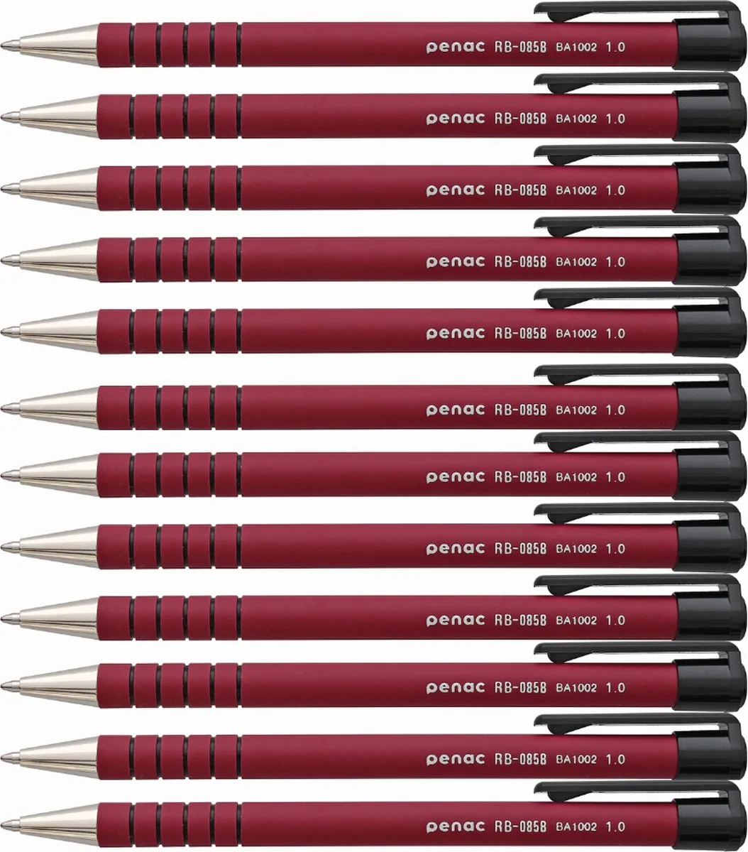 Balpen - RB-085 - 1.0mm - 12 pennen - Rode inkt från Penac i Röd – produktbild