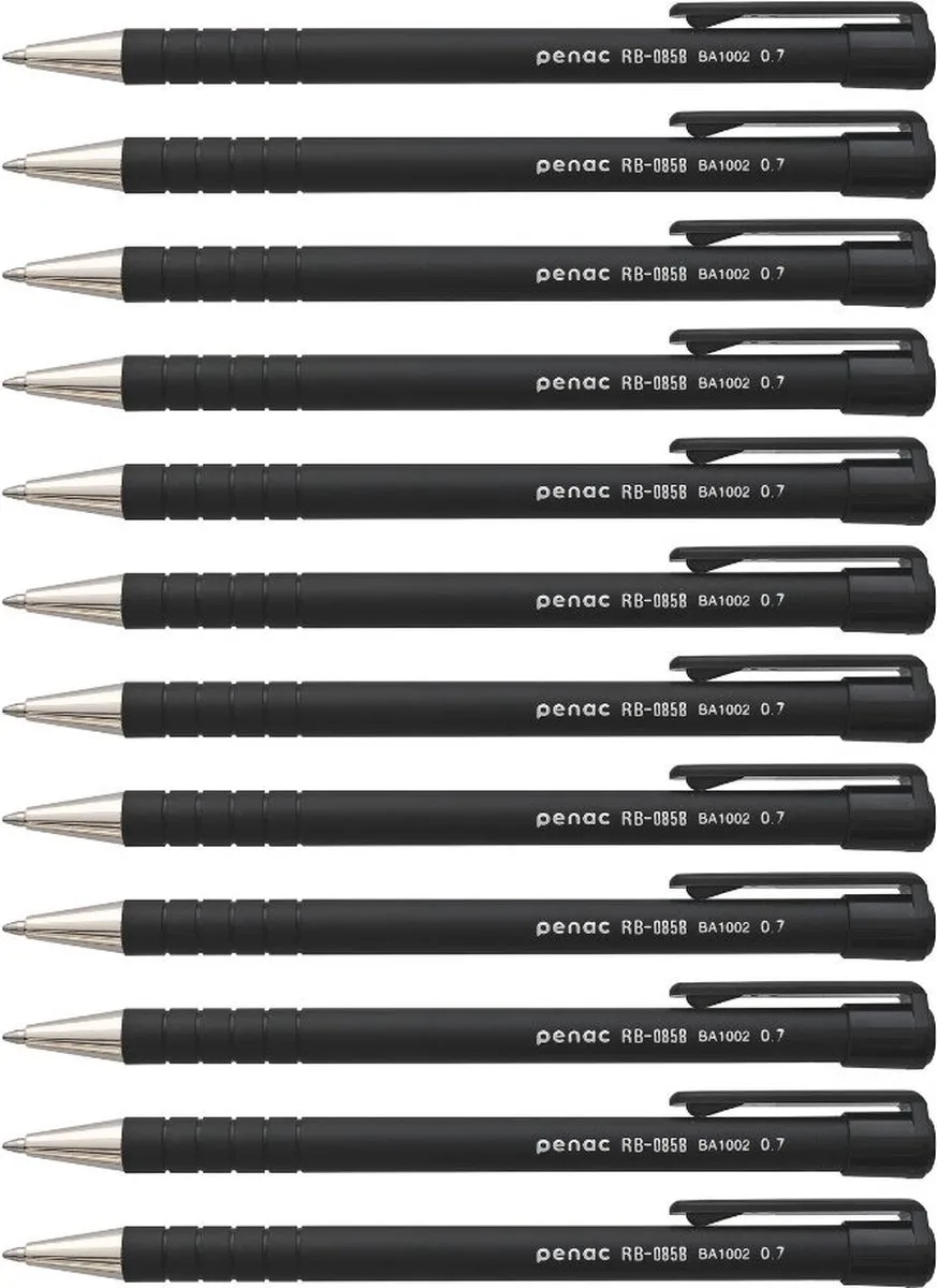 Balpen - RB-085 - 12-pack - 0.7mm - Zwarte inkt van Penac in Zwart – productfoto
