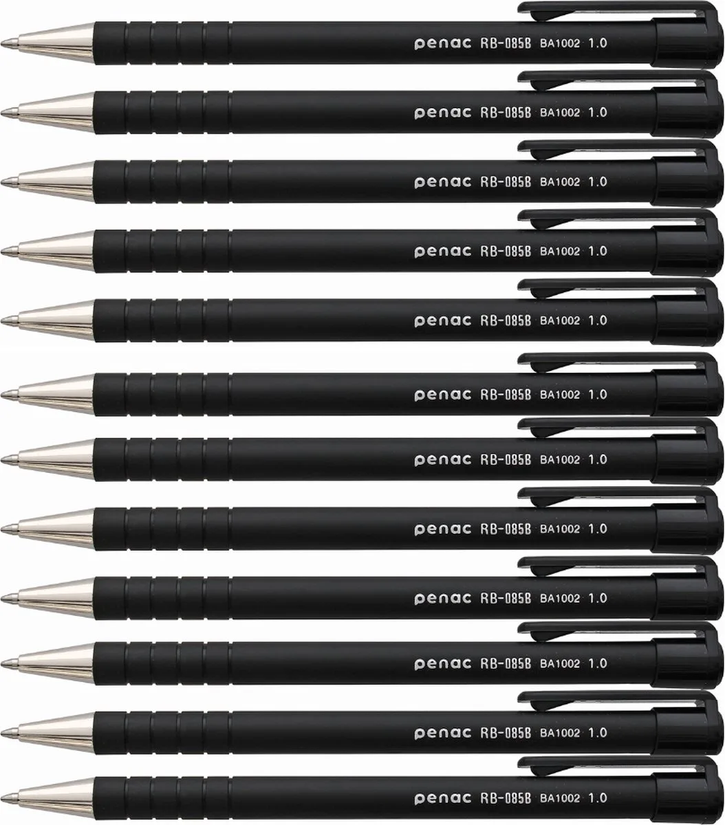 Balpen - RB-085 - 12-pack - 1.0mm - Zwarte inkt van Penac in Zwart – productfoto