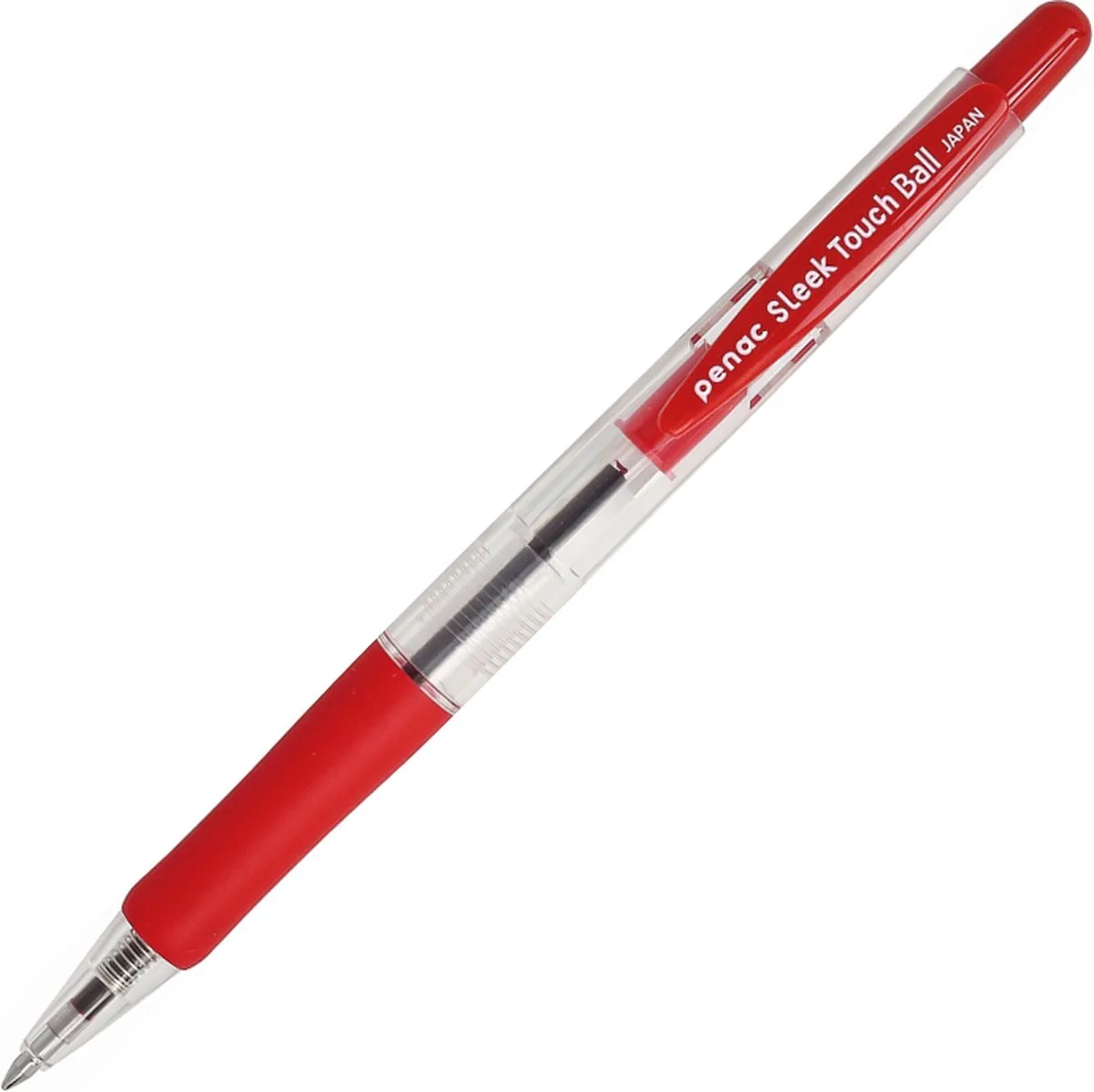 Balpen - Sleek Touch - 0.7mm - Rode inkt fra Penac i Gennemsigtig – produktbillede
