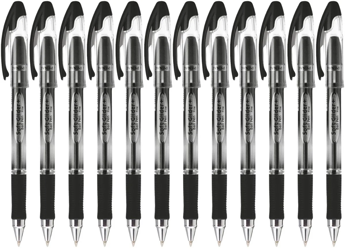 Balpen - Soft Glider + 1.6 mm - 12 stuks fra Penac i Sort – produktbillede