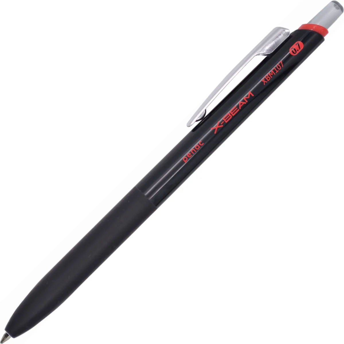 Balpen X-Beam M - Zwart - 0.7mm - Metalen clip - Rode Inkt van Penac in Rood – productfoto